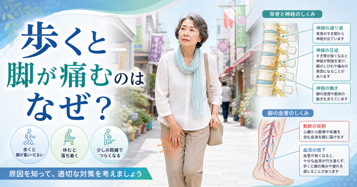 60代で歩くと脚が痛む原因は？脊柱管狭窄症と血流障害の違い