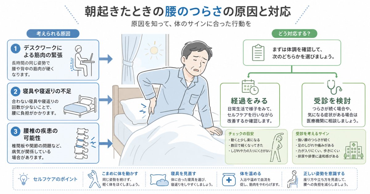 朝起き上がれない腰の張りはなぜ？原因と受診の目安・何科か解説