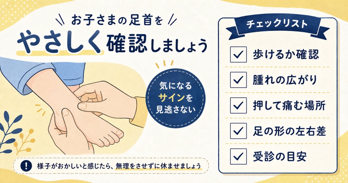 自宅ですぐにできる子供の足首捻挫への応急処置手順