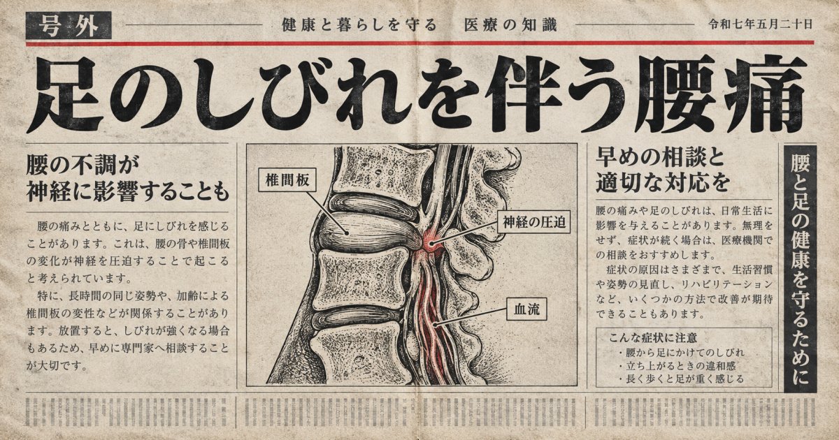 足のしびれを伴う腰痛で疑うべき原因｜椎間板・神経・血管の異常