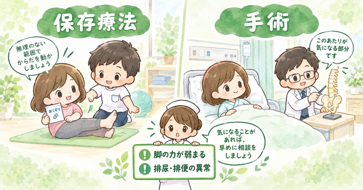 症状の変化と神経の状態で見る保存療法・手術の違い